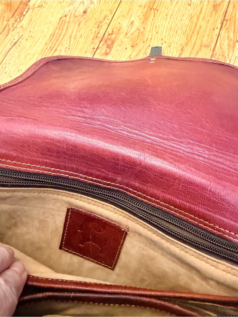 Leather Crossbody Saddle Bag in Burgundy Red - Picture 2 of 8